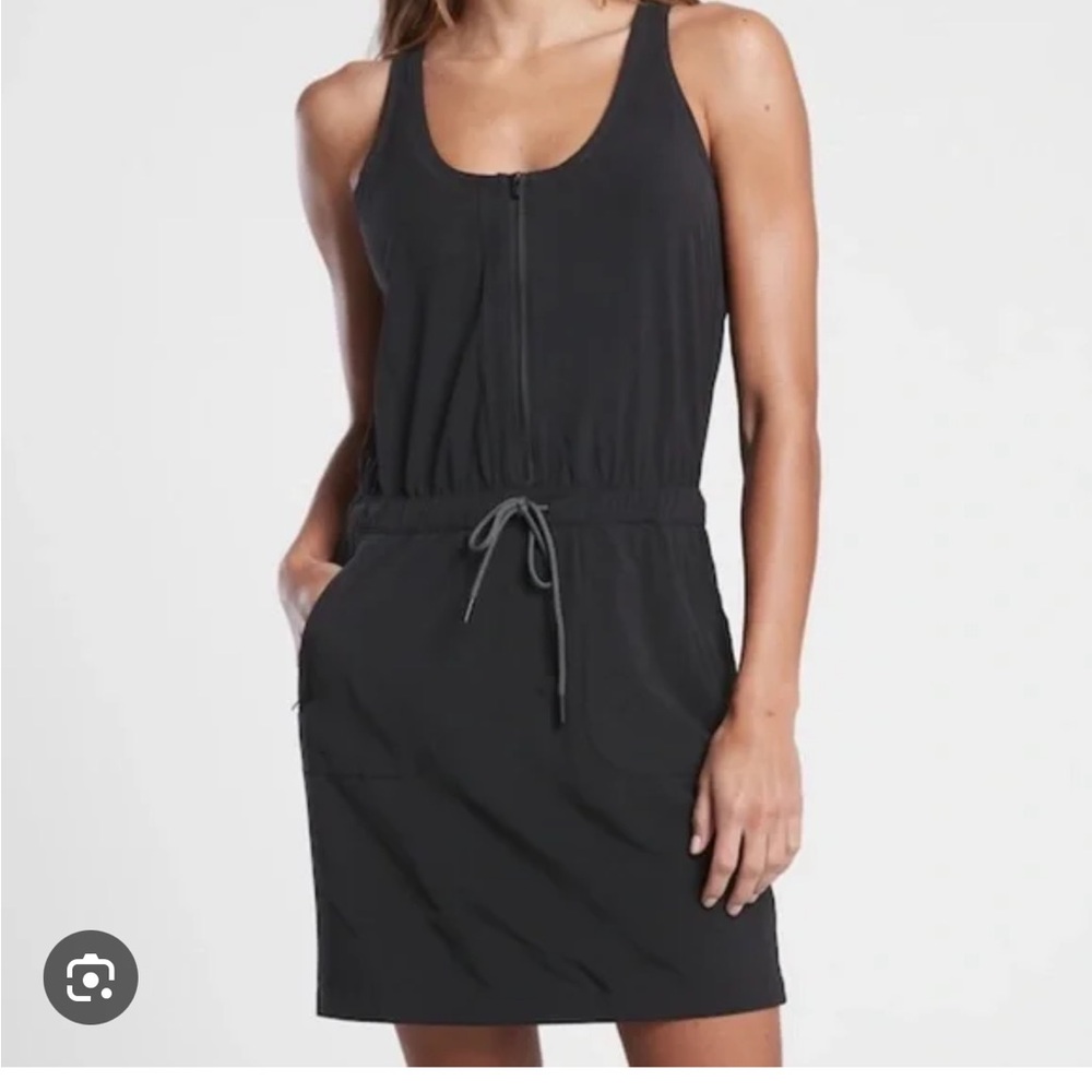 Athleta Expedition Black Skort Dress with Zip-Front and Drawstring Waist - NWT